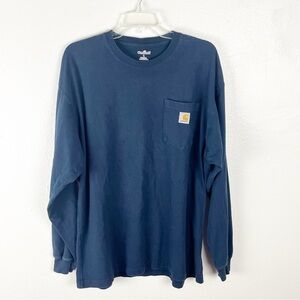 CARHARTT 100% Cotton Navy Blue Long Sleeves Tee, Size Large